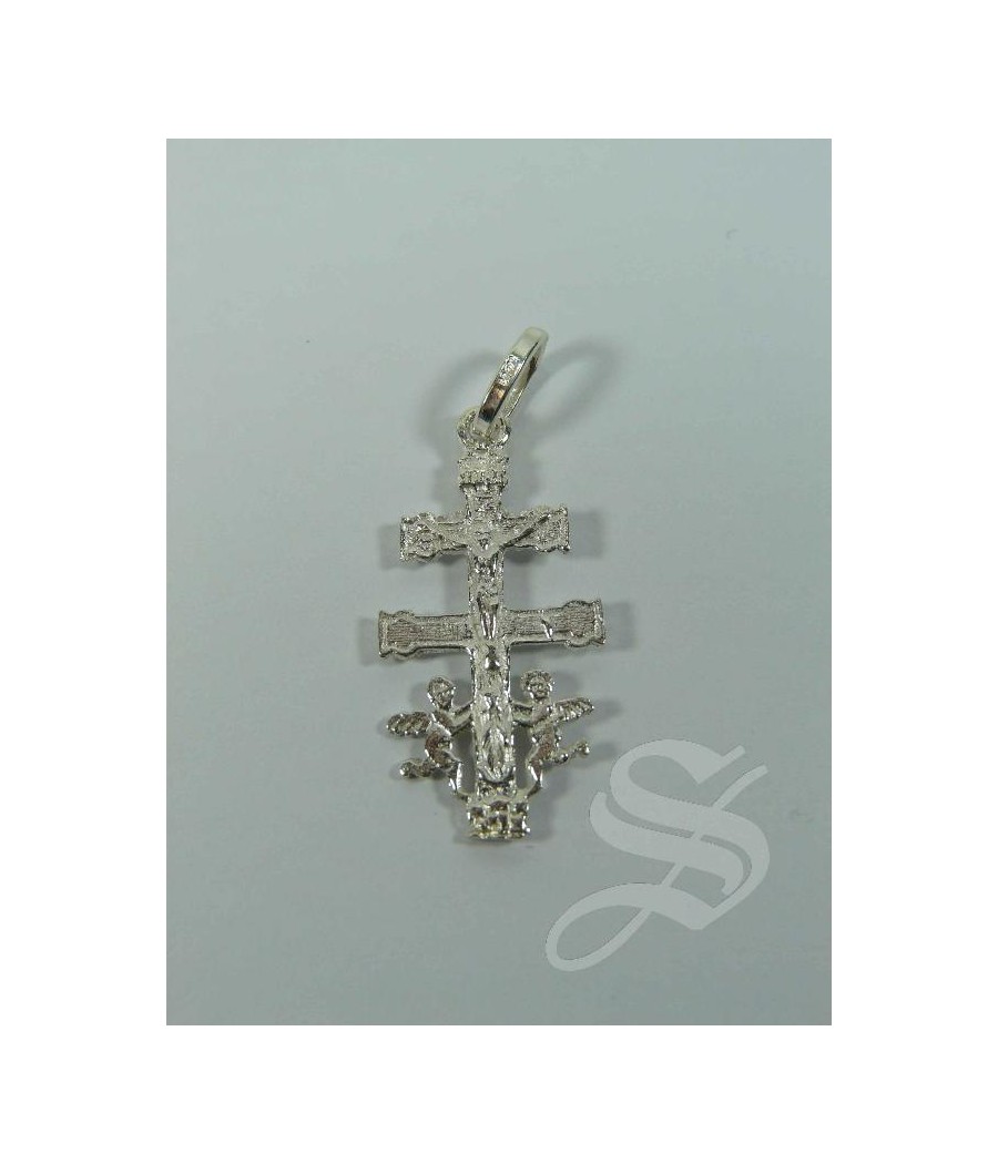 CRUZ CARAVACA T5  34 X 16 MM. PLATA CRISTO PLANO