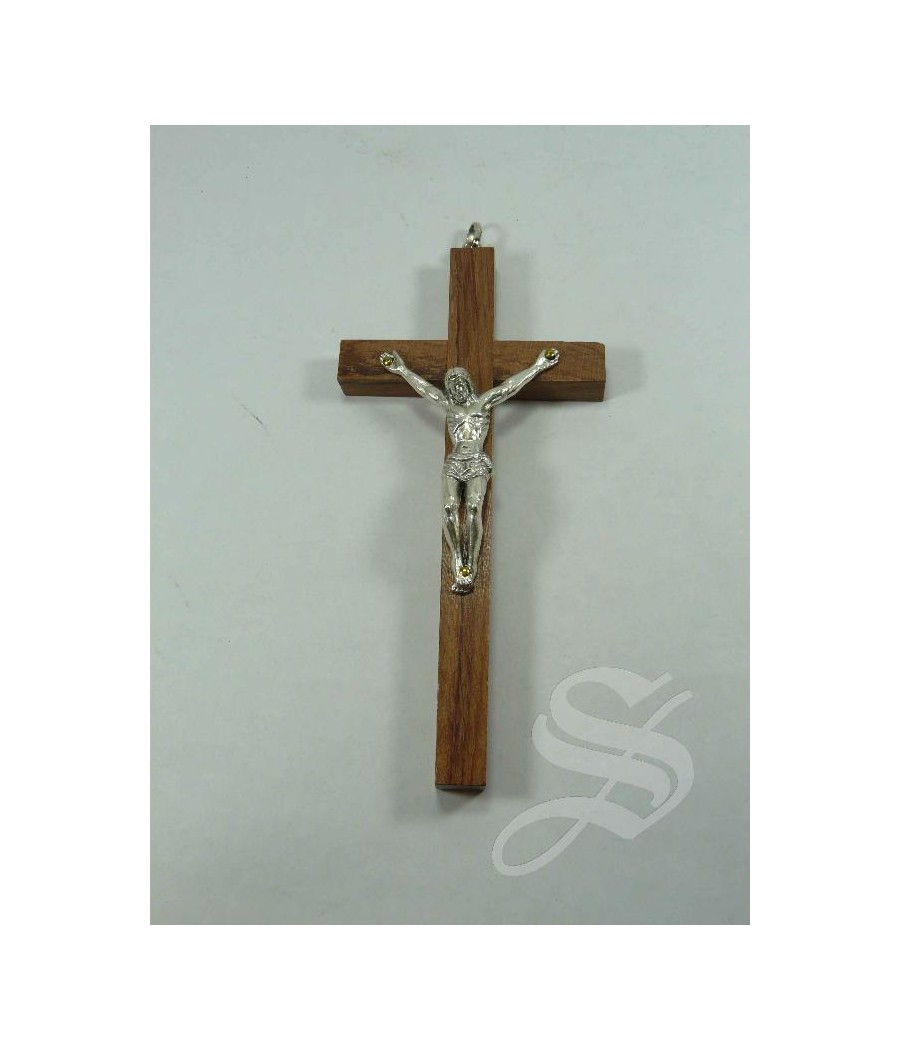 CRUZ COMUNION MADERA BUBINGA CON CRISTO 6 X 12CM