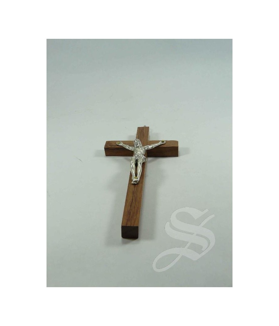 CRUZ COMUNION MADERA BUBINGA CON CRISTO 6 X 12CM