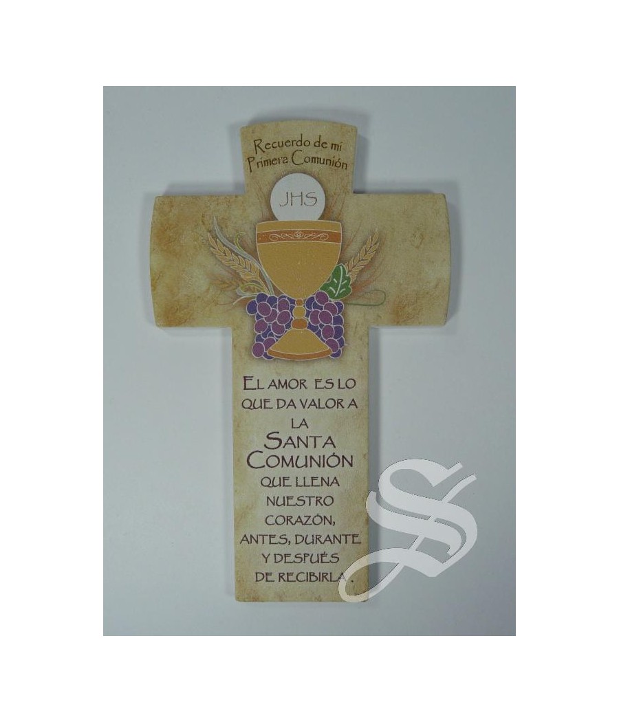 CRUZ EFECTO PIEDRA COMUNION 10 X 16CM.