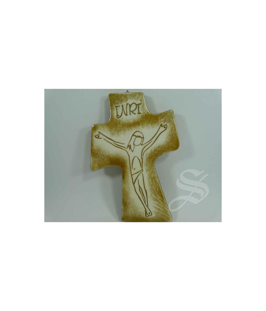 CRUZ IMITACION CERAMICA CRISTO