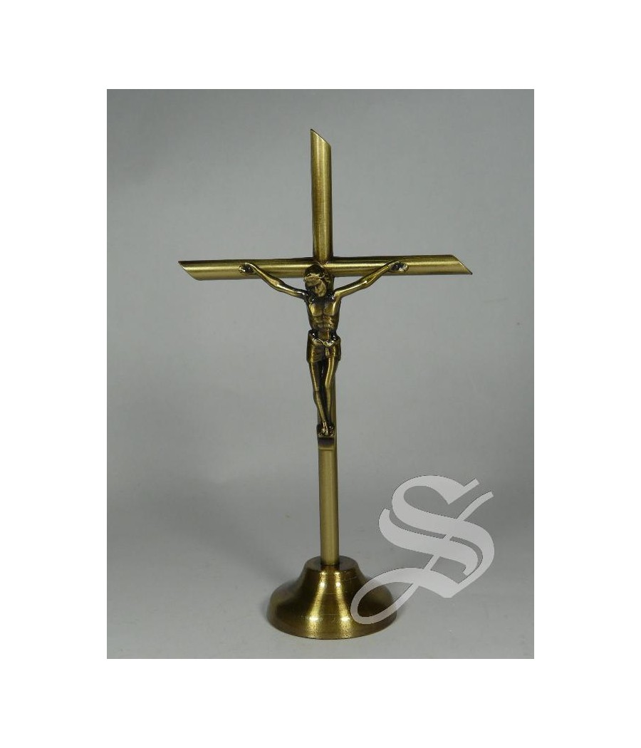 CRUZ METAL BRONCE 13 CM. CON BASE