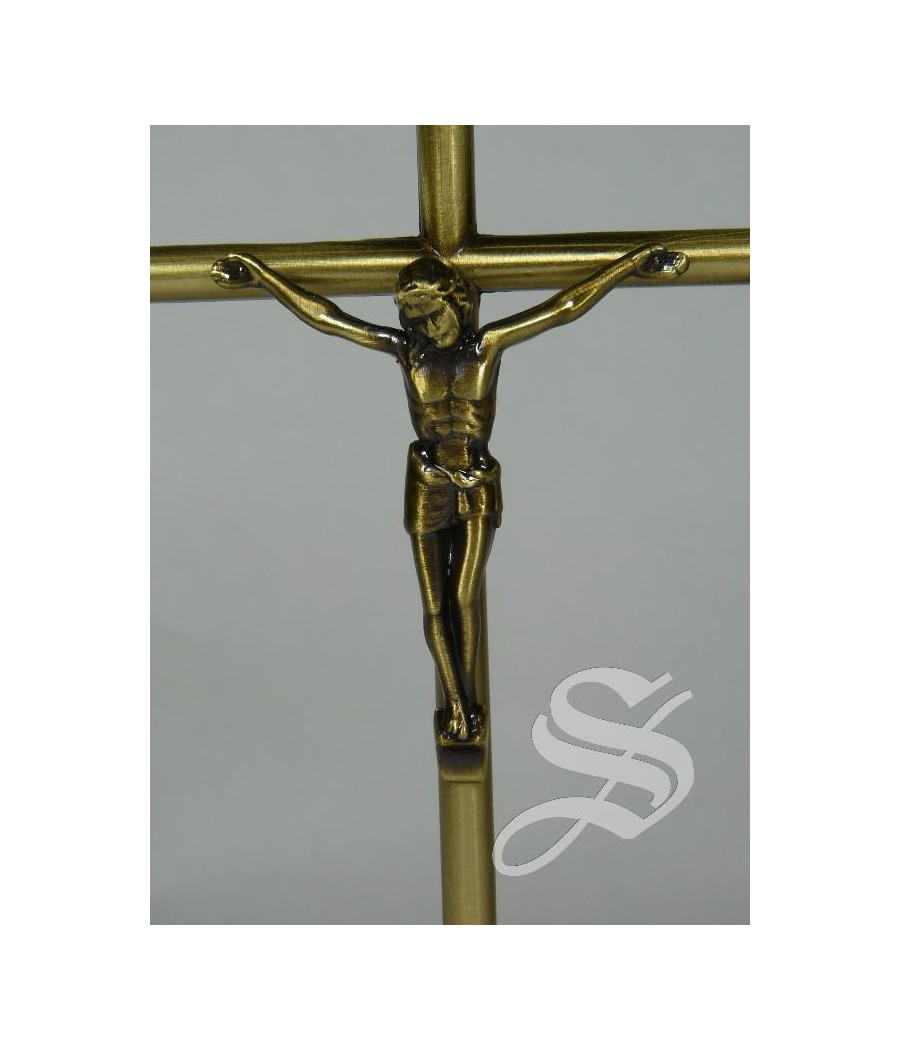 CRUZ METAL BRONCE 13 CM. CON BASE