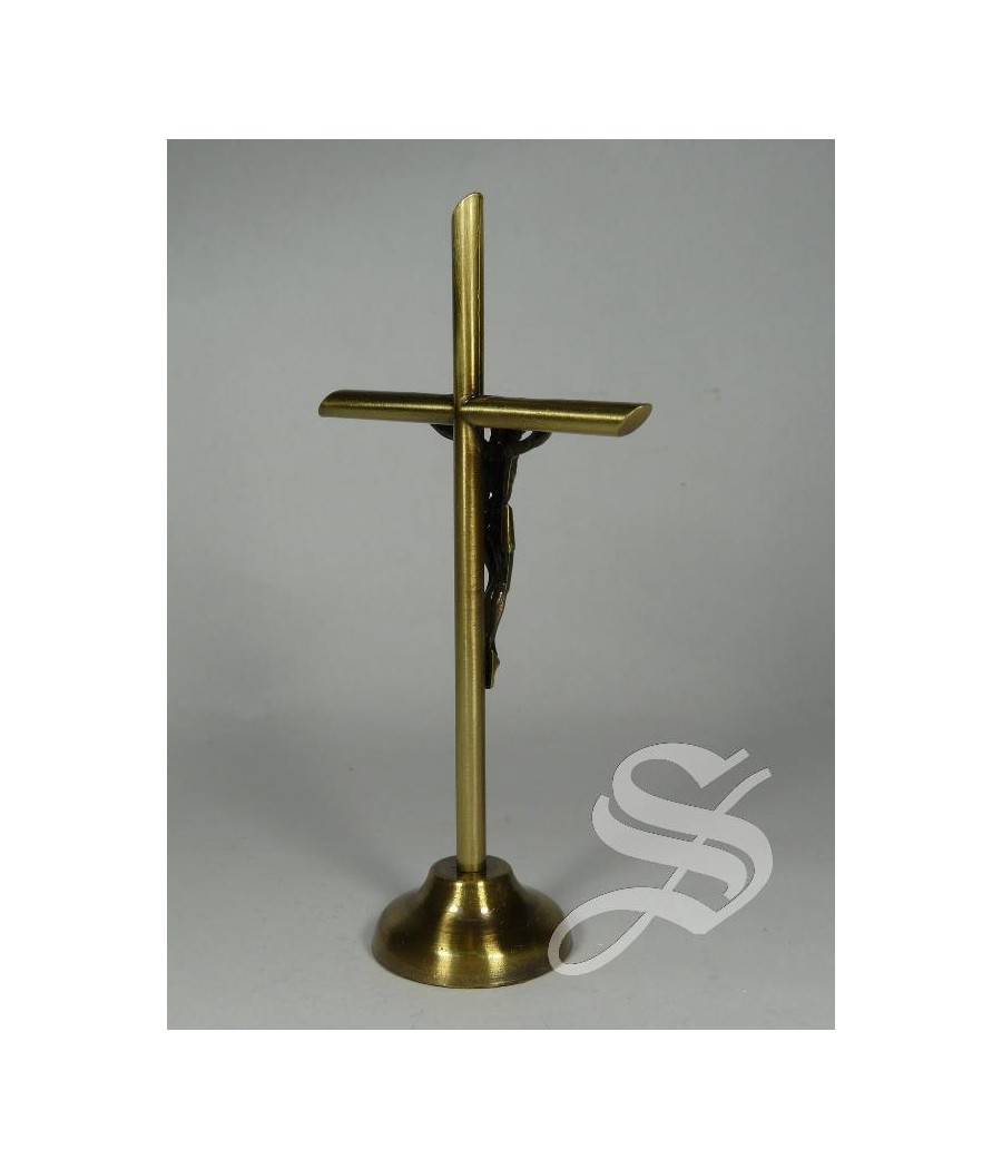 CRUZ METAL BRONCE 13 CM. CON BASE