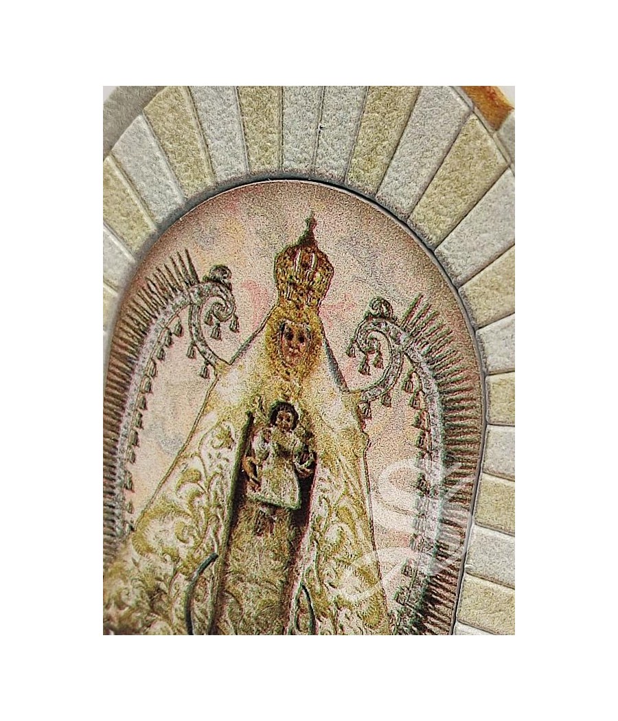 CUADRITO CAPILLA BEIGE VIRGEN DEL PRADO EFECTO PIEDRA 7 * 9