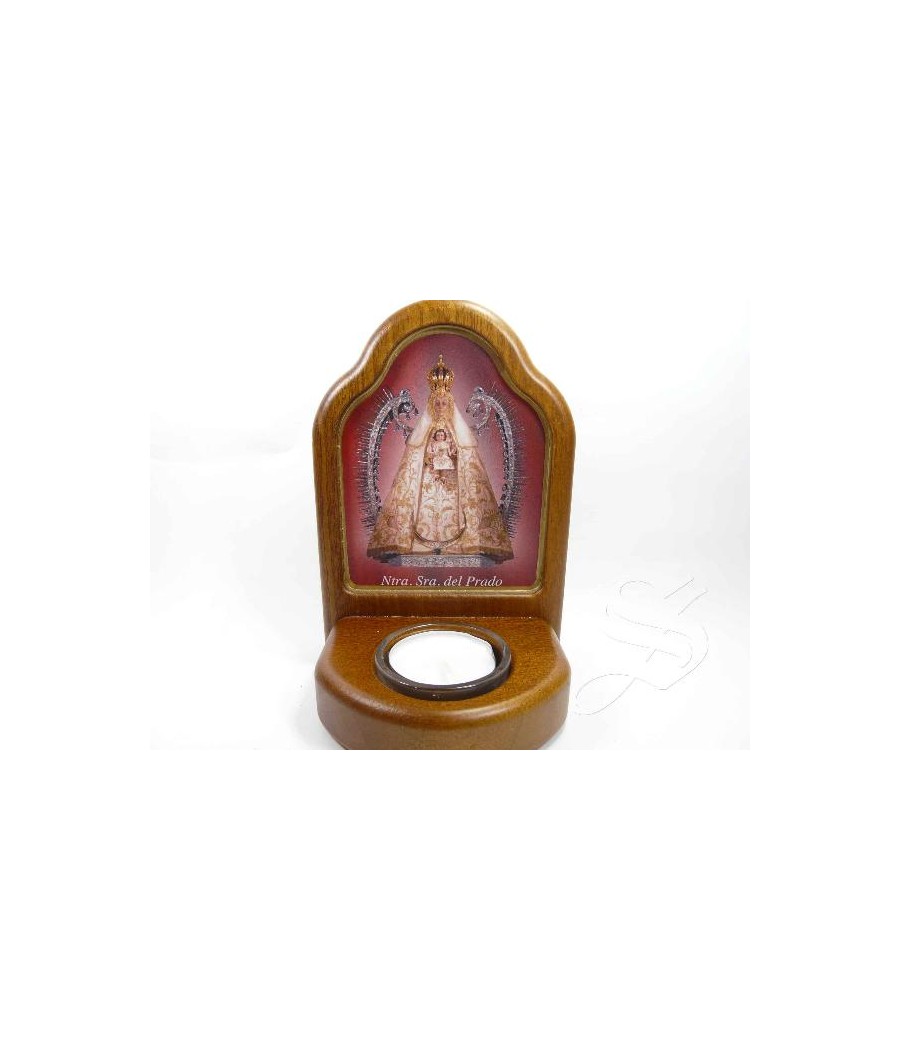 CUADRITO MADERA BASE CON VELA 15*9 VIRGEN DEL PRADO