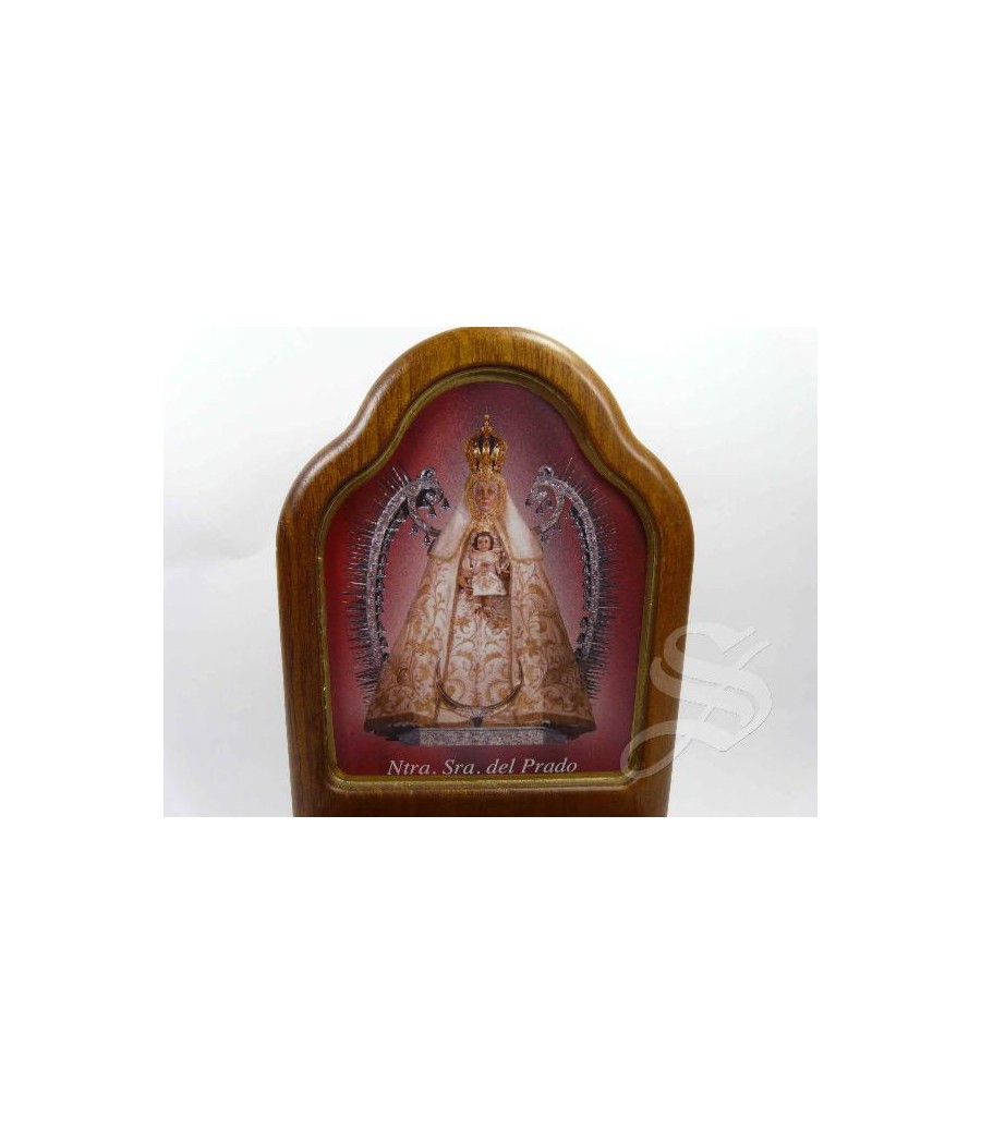 CUADRITO MADERA BASE CON VELA 15*9 VIRGEN DEL PRADO