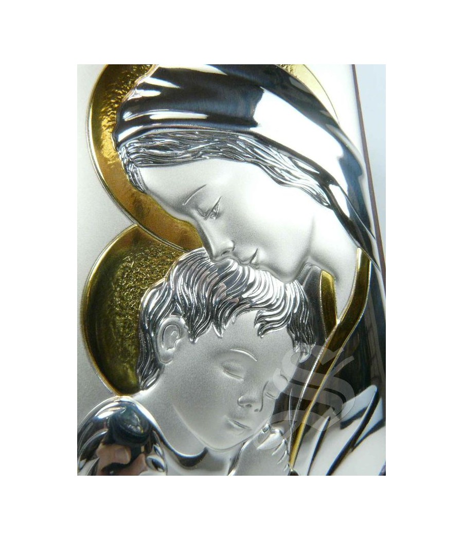 CUADRITO PLATA 8*13 VIRGEN CON NIÑO