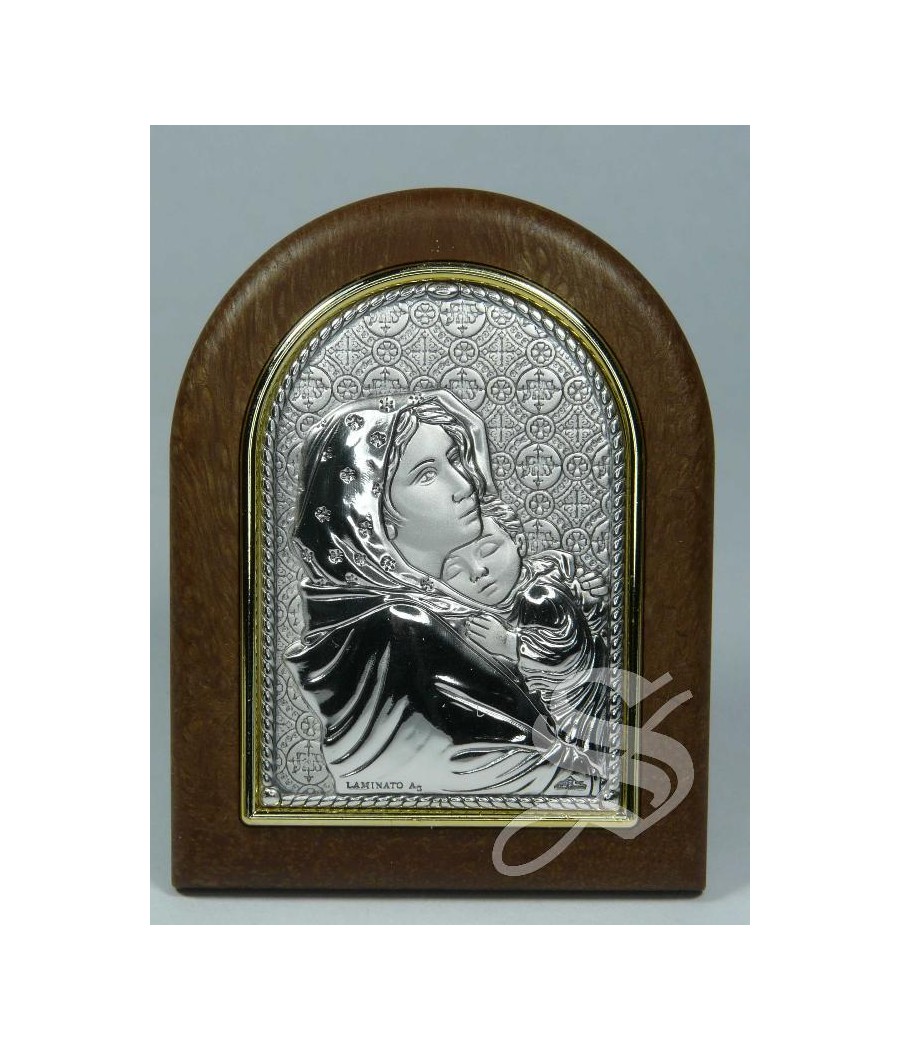 CUADRO CAPILLA 7 * 5 EFECTO MADERA CON PLACA DE PLATA BILAMINADA FERRUZZI