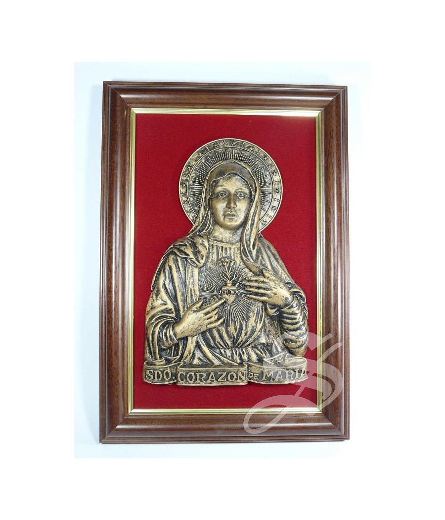 CUADRO CORAZON DE MARIA IMIT. BRONCE 24*18