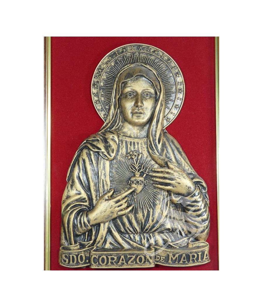 CUADRO CORAZON DE MARIA IMIT. BRONCE 24*18