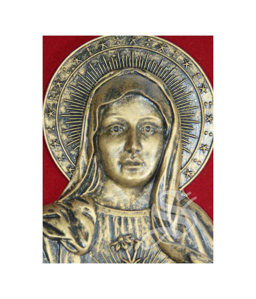 CUADRO CORAZON DE MARIA IMIT. BRONCE 24*18