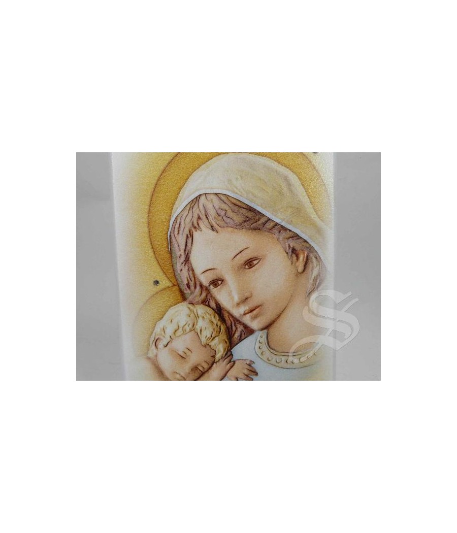 CUADRO MADERA VIRGEN CON NIÑO 10X15 Y CRISTALES STRASS