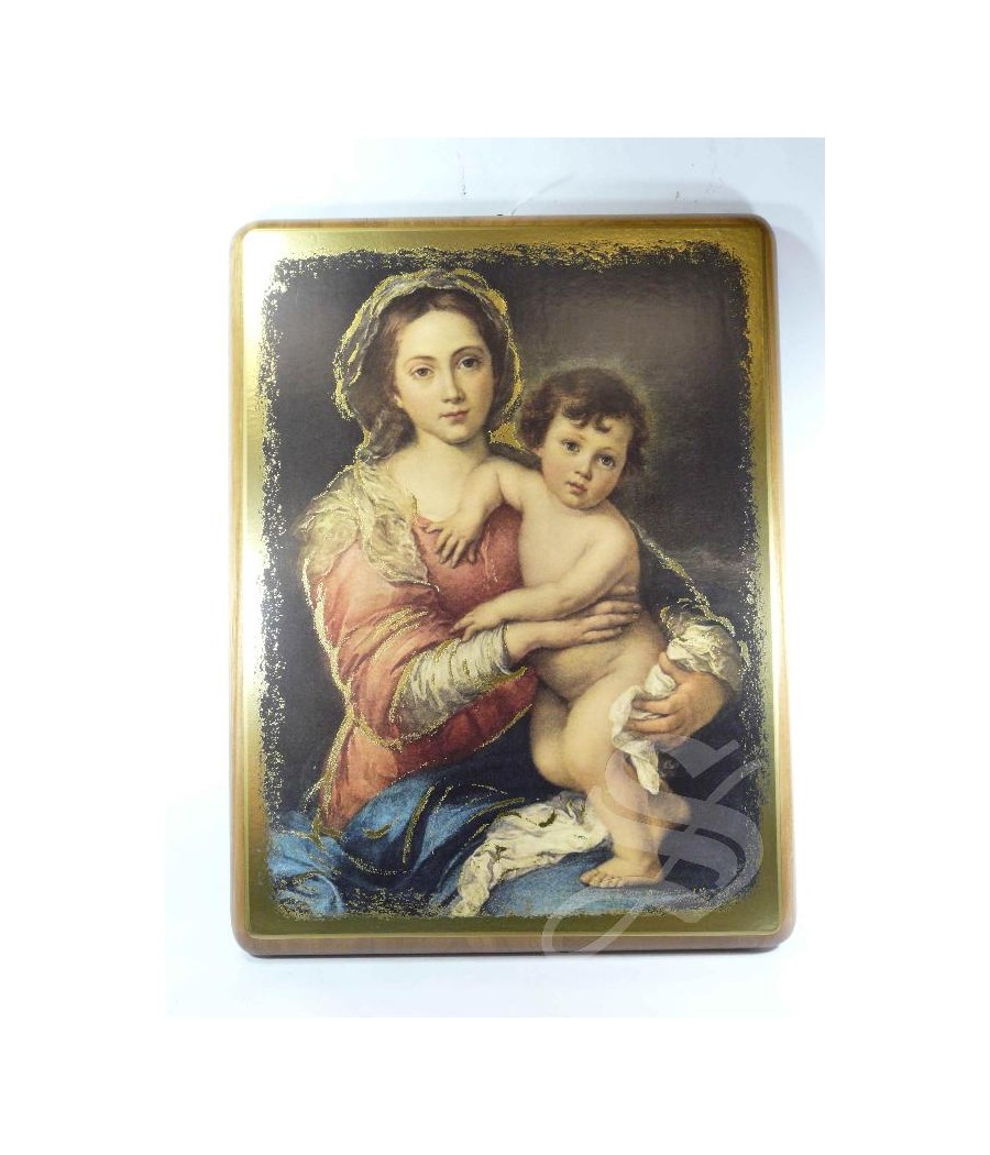 CUADRO MADERA VIRGEN CON NIÑO MURILLO 40*30