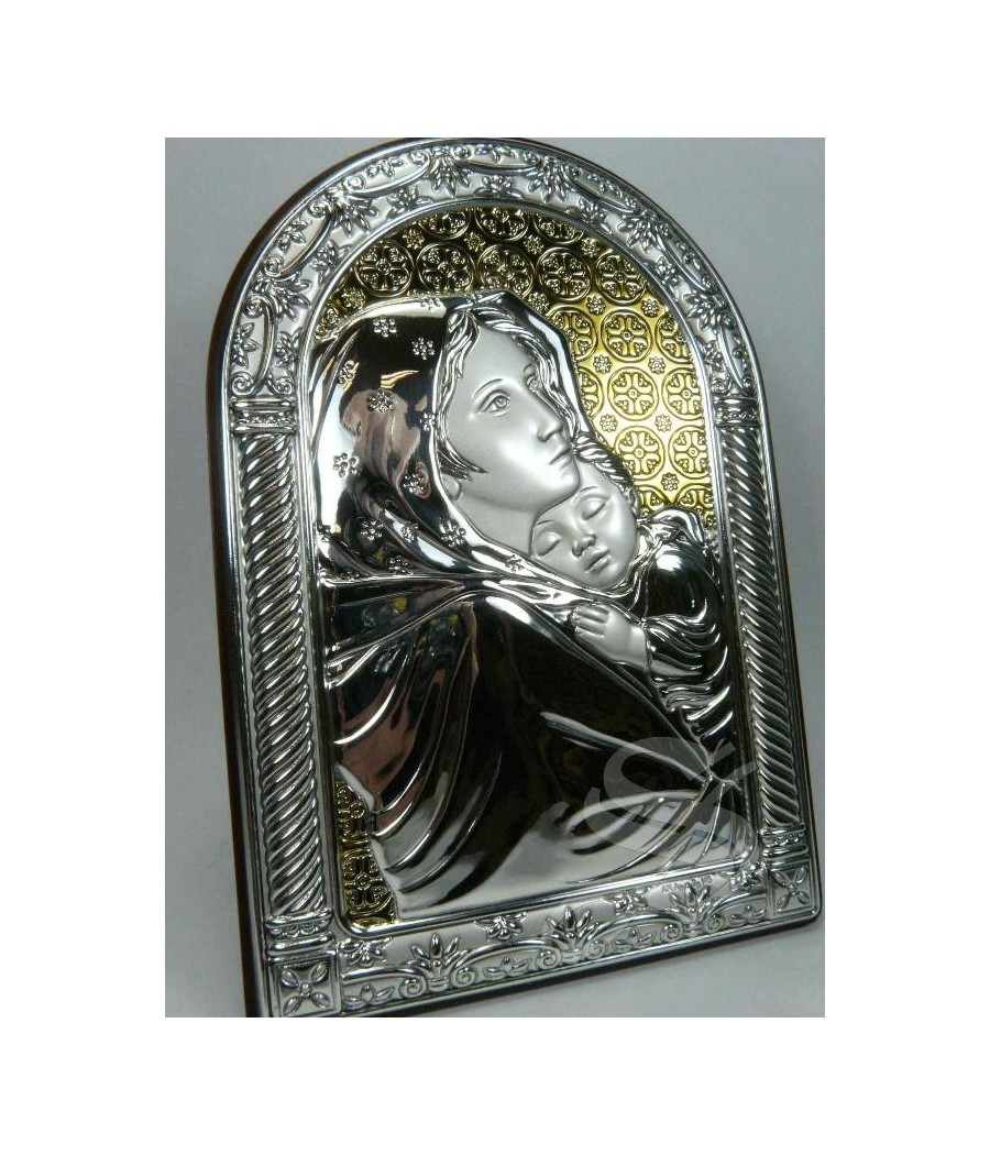 CUADRO PLATA 10*15 FERRUZI VIRGEN CON NIÑO