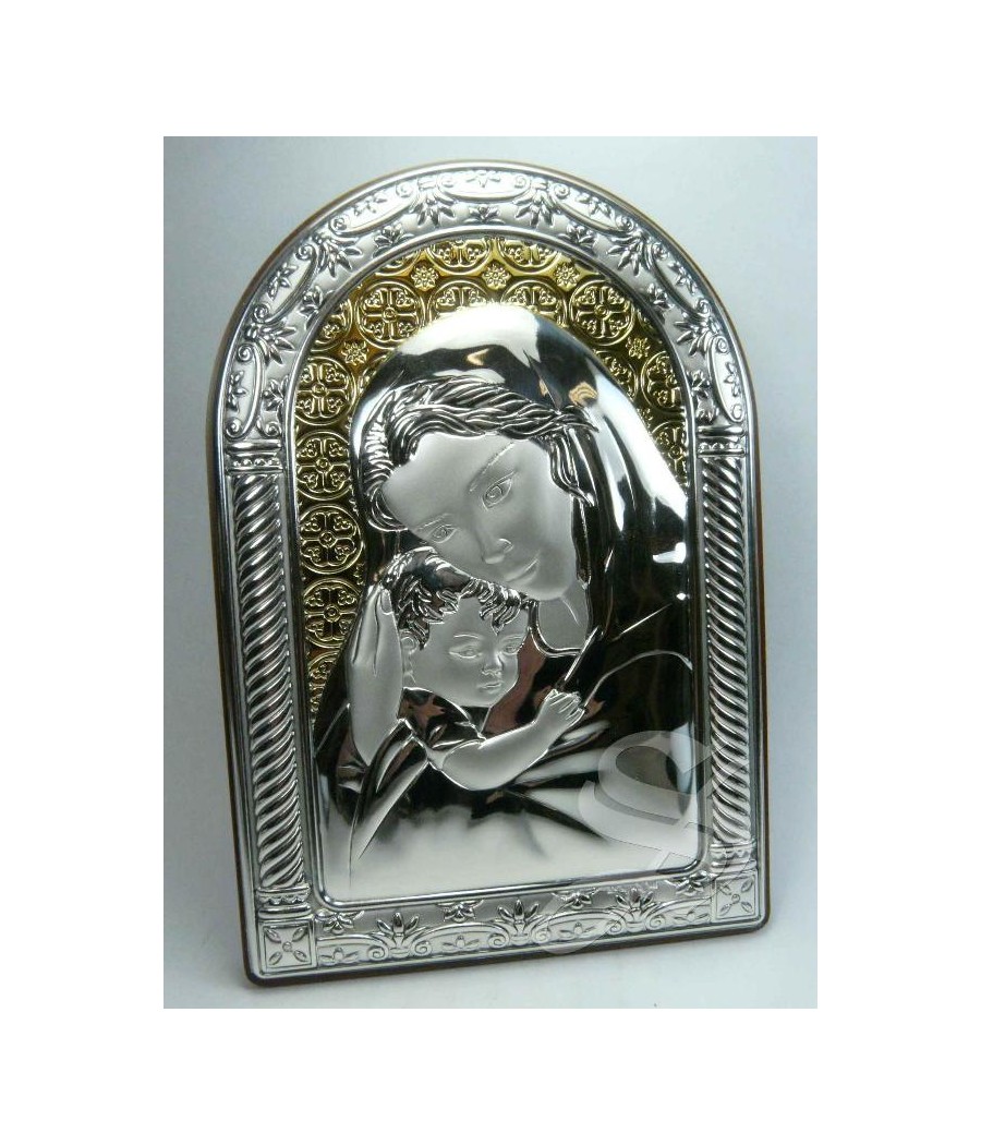 CUADRO PLATA 10*15 VIRGEN CON NIÑO