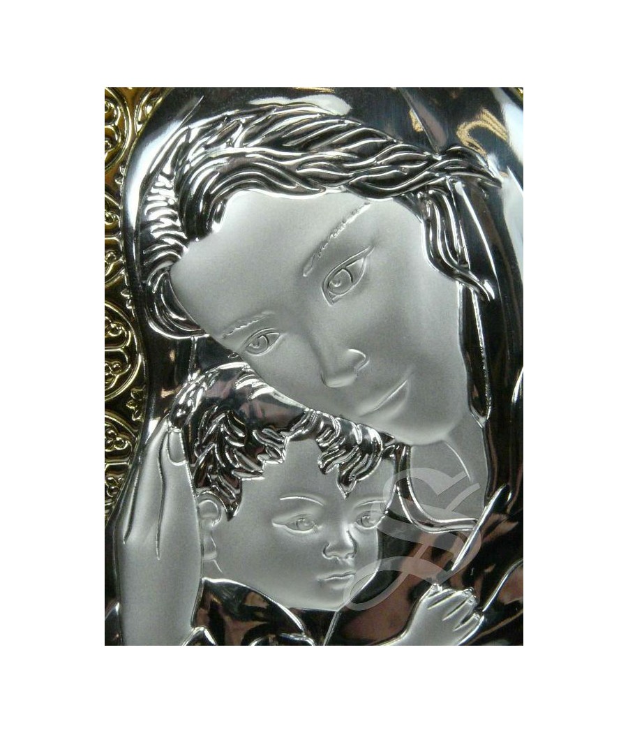 CUADRO PLATA 10*15 VIRGEN CON NIÑO