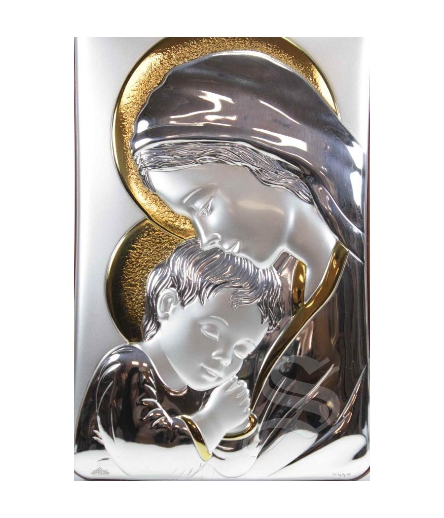 CUADRO PLATA 15*23 VIRGEN CON NIÑO