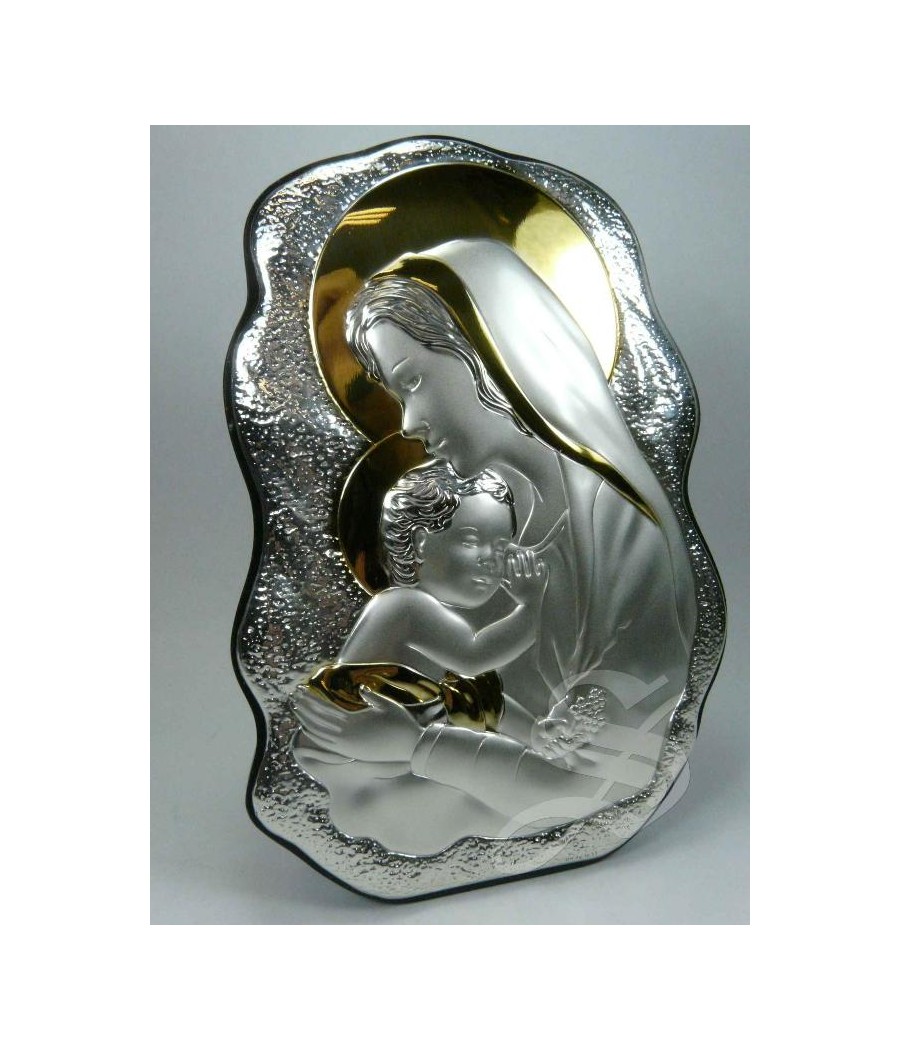 CUADRO PLATA VIRGEN CON NIÑO