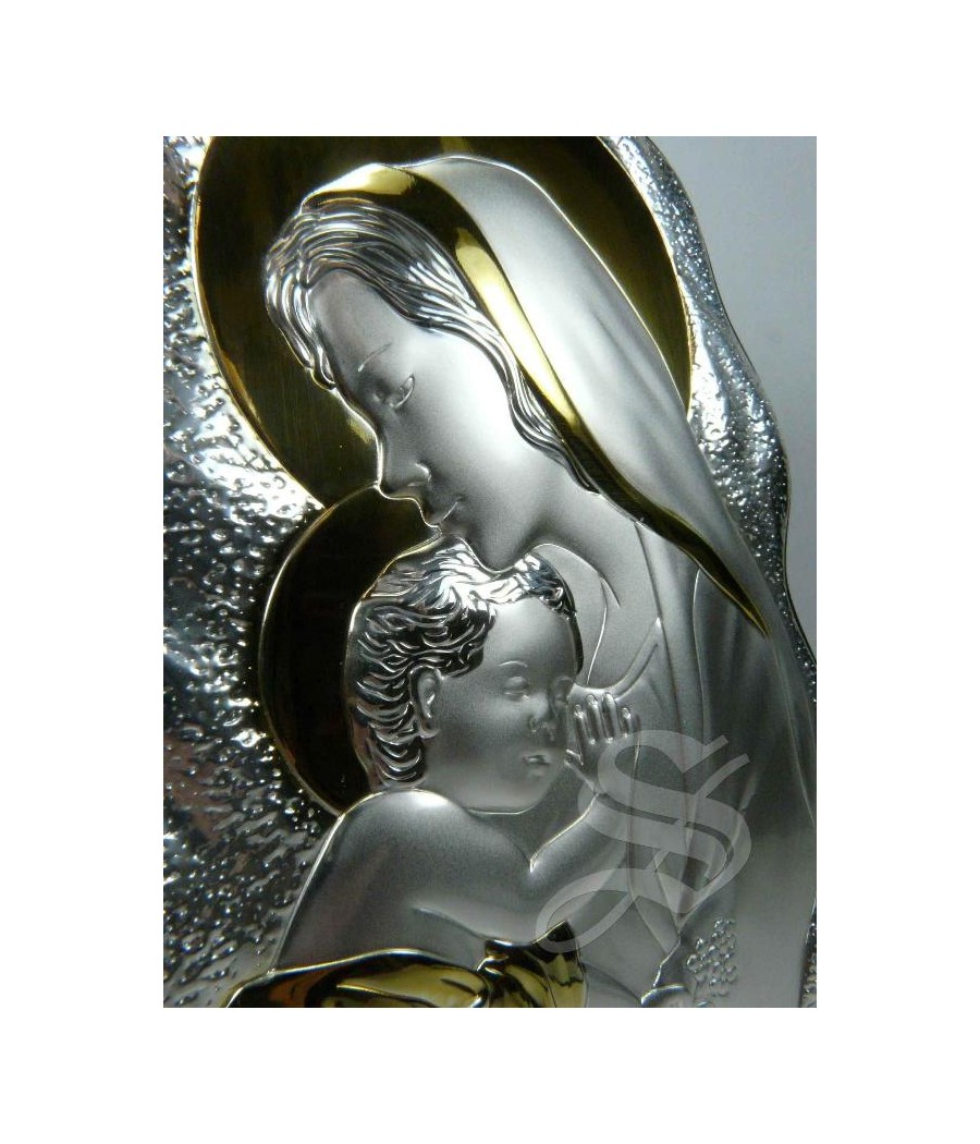 CUADRO PLATA VIRGEN CON NIÑO