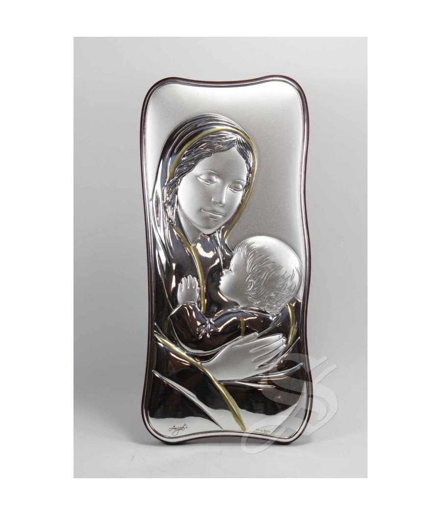 CUADRO PLATA VIRGEN CON NIÑO  23*11