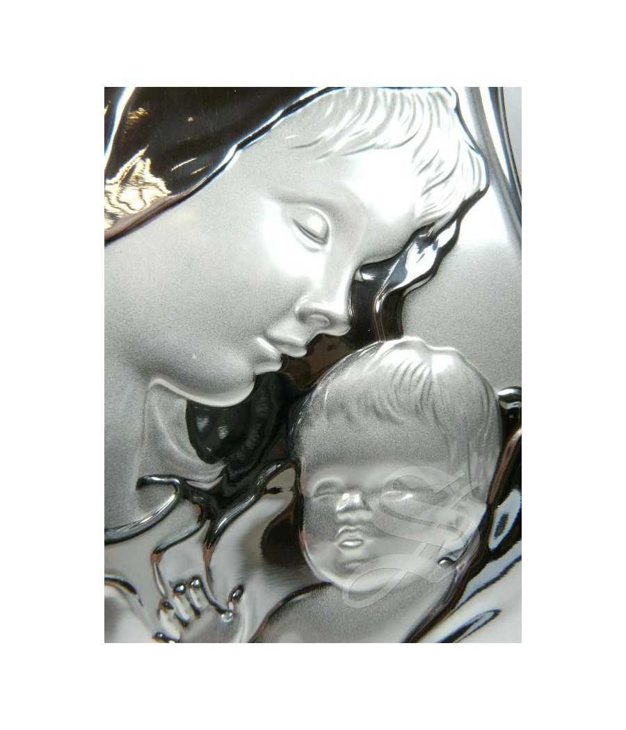 CUADRO PLATA VIRGEN CON NIÑO 12*16