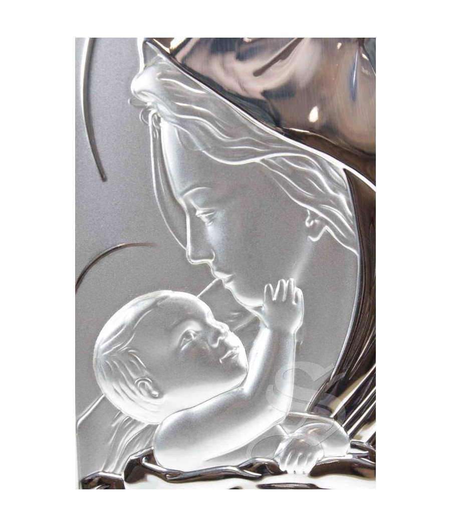 CUADRO PLATA VIRGEN CON NIÑO 13X22