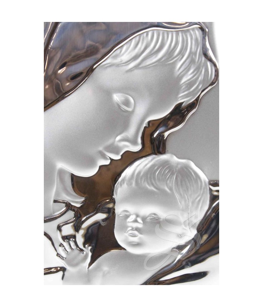 CUADRO PLATA VIRGEN CON NIÑO 17*23