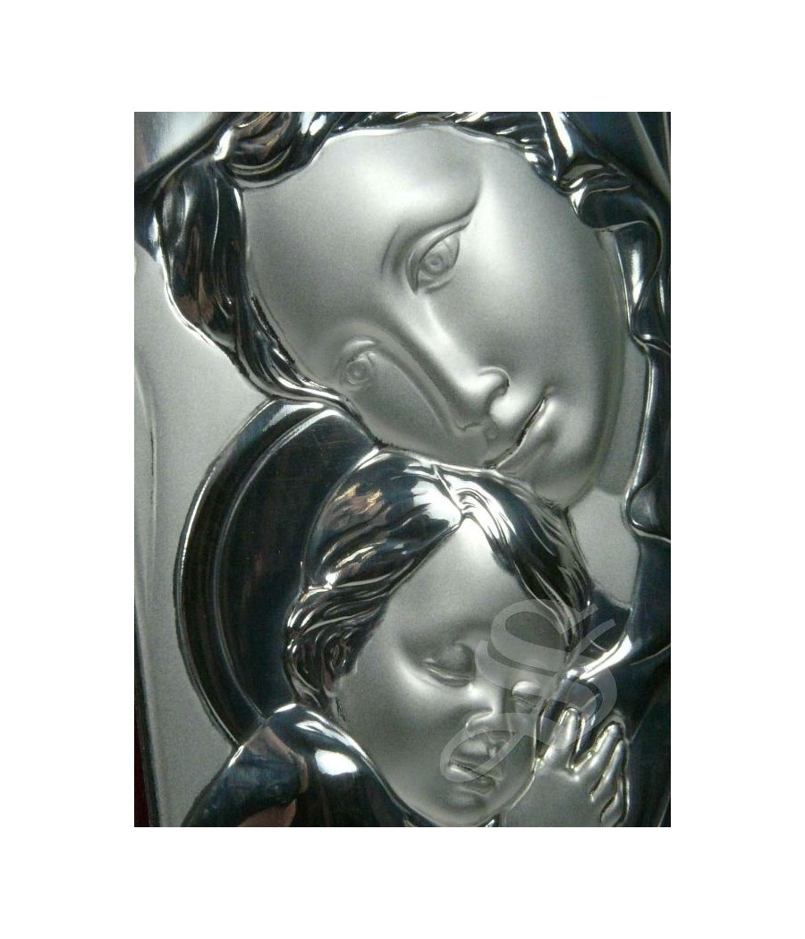 CUADRO PLATA VIRGEN CON NIÑO 18*6