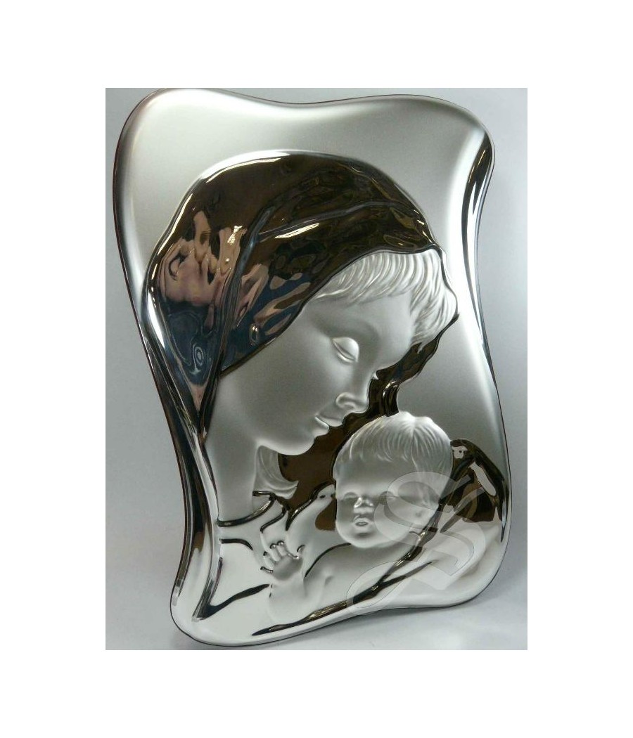 CUADRO PLATA VIRGEN CON NIÑO 24*33