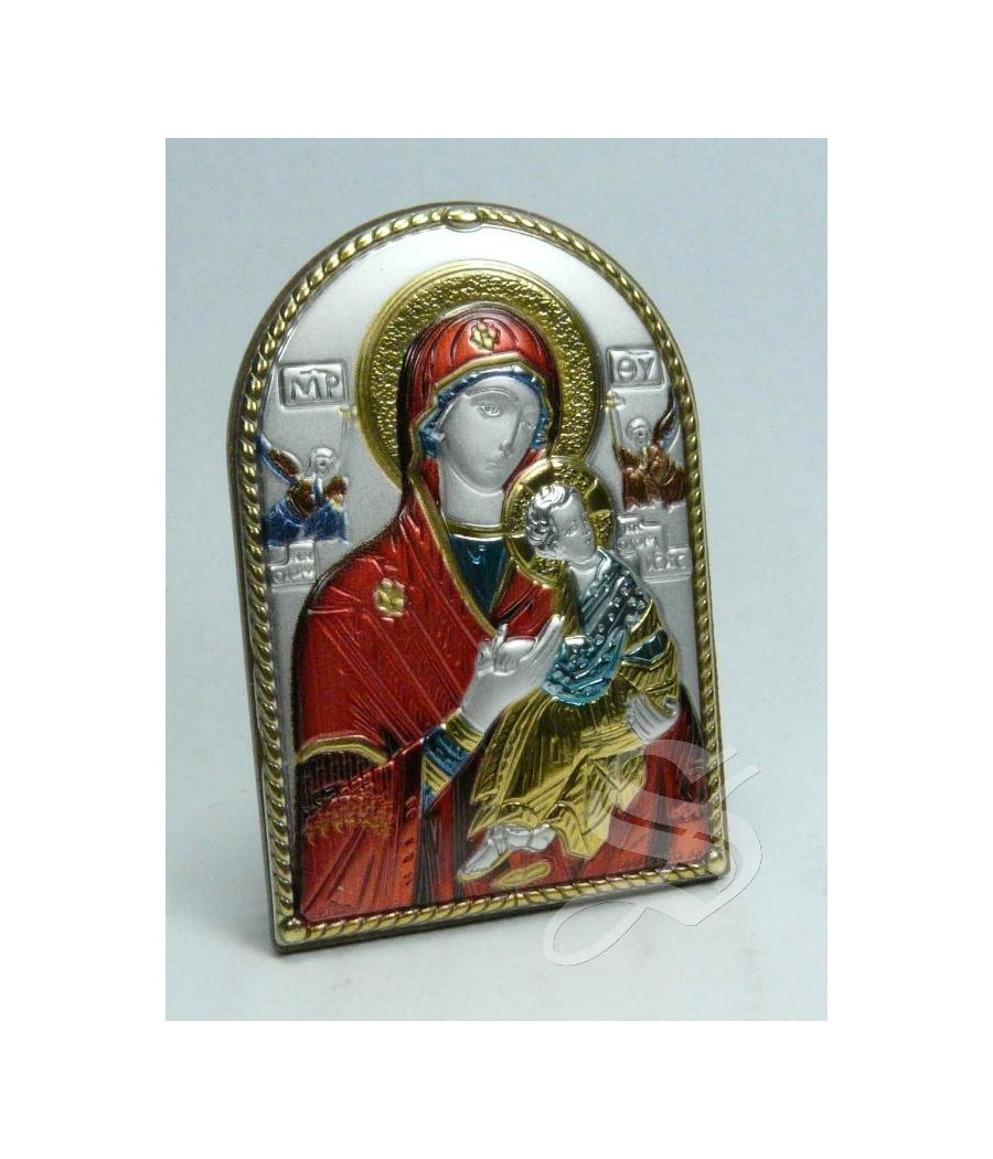 CUADRO PLATA VIRGEN CON NIÑO 5 X 7