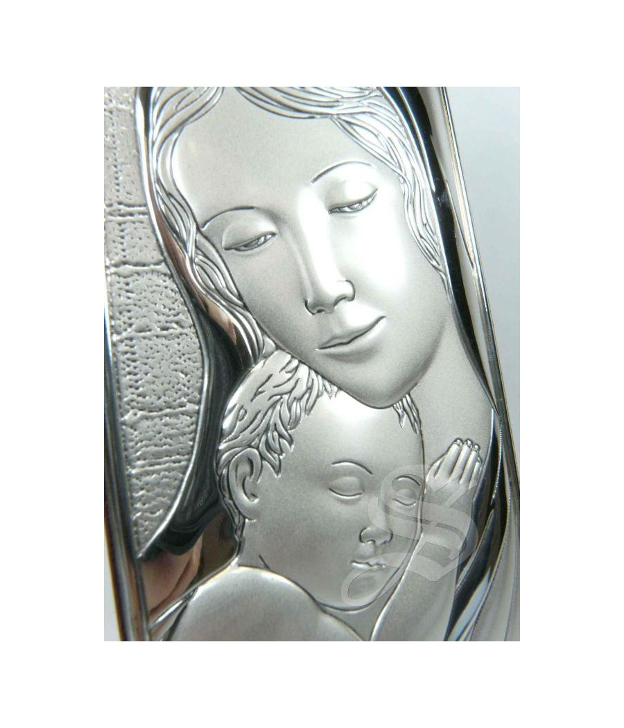 CUADRO PLATA VIRGEN CON NIÑO 7*18