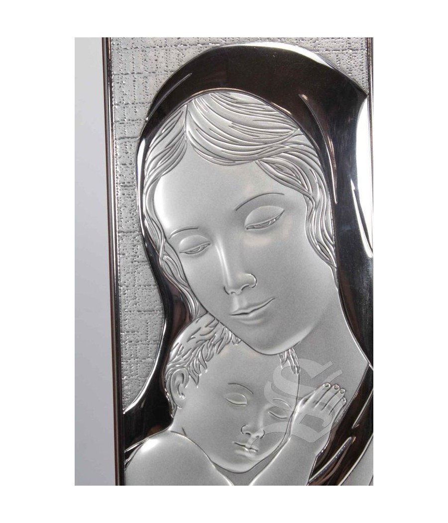 CUADRO PLATA VIRGEN CON NIÑO 9,5*26,5