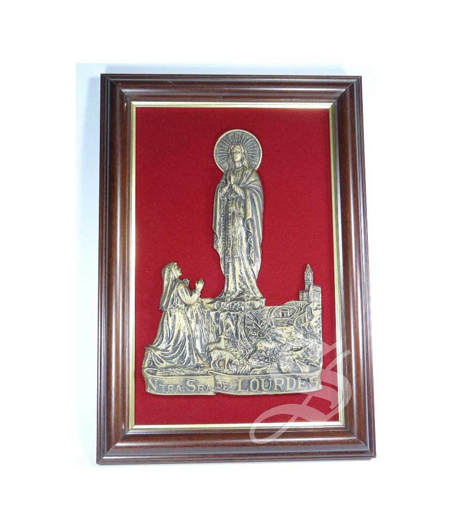 CUADRO VIRGEN DE LOURDES IMIT. BRONCE 24*18