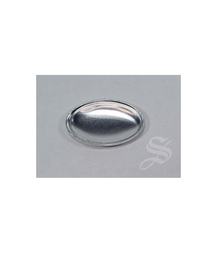 CHAPA PLATA OVAL LISO PARA GRABAR CONCHAS 4*2,5 CM.