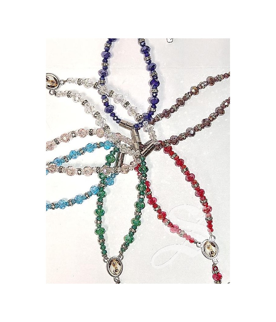 DECENA CRISTAL ROJO CON CAPUCHONES VIRGEN DEL PRADO 7MM