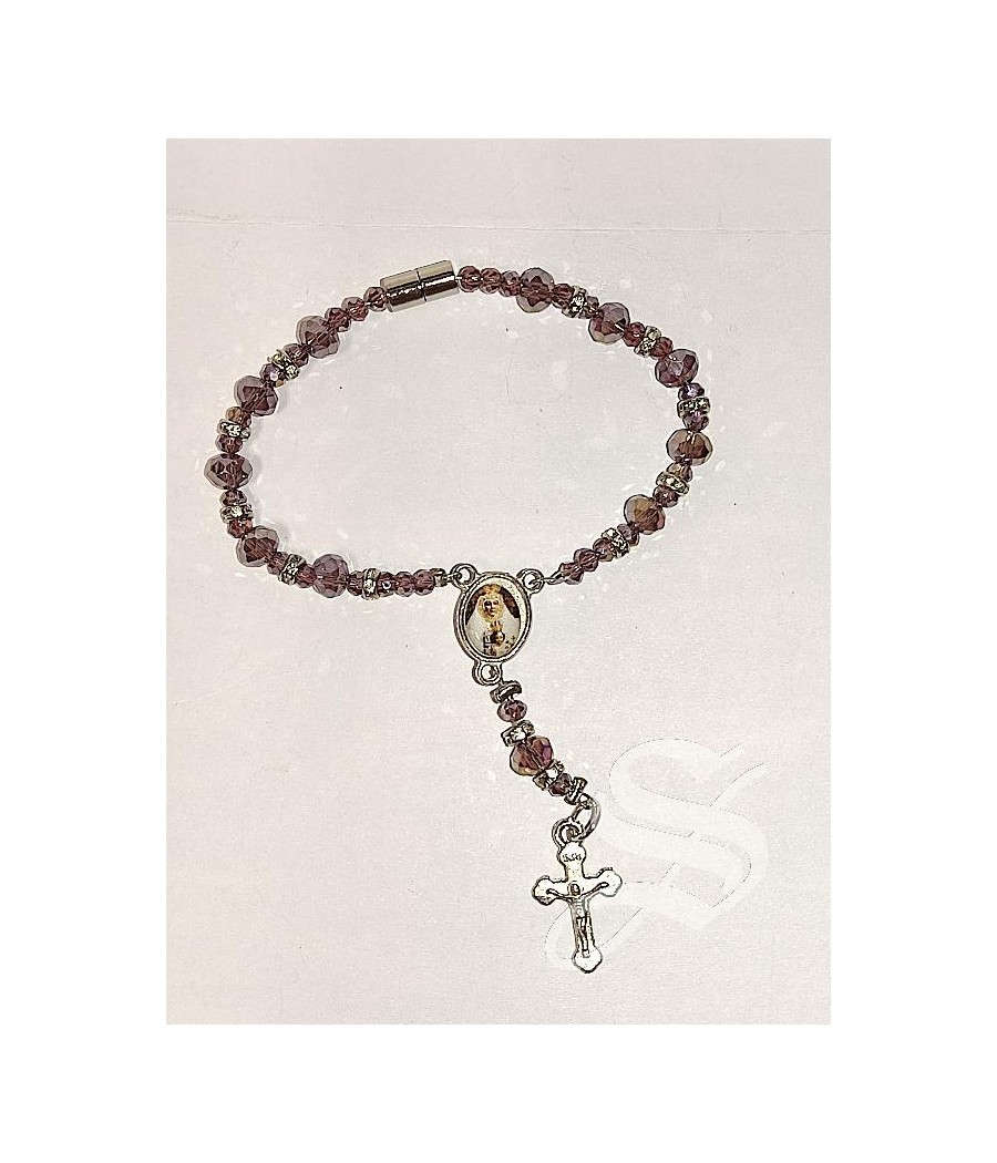 DECENA CRISTAL ROJO CON CAPUCHONES VIRGEN DEL PRADO 7MM