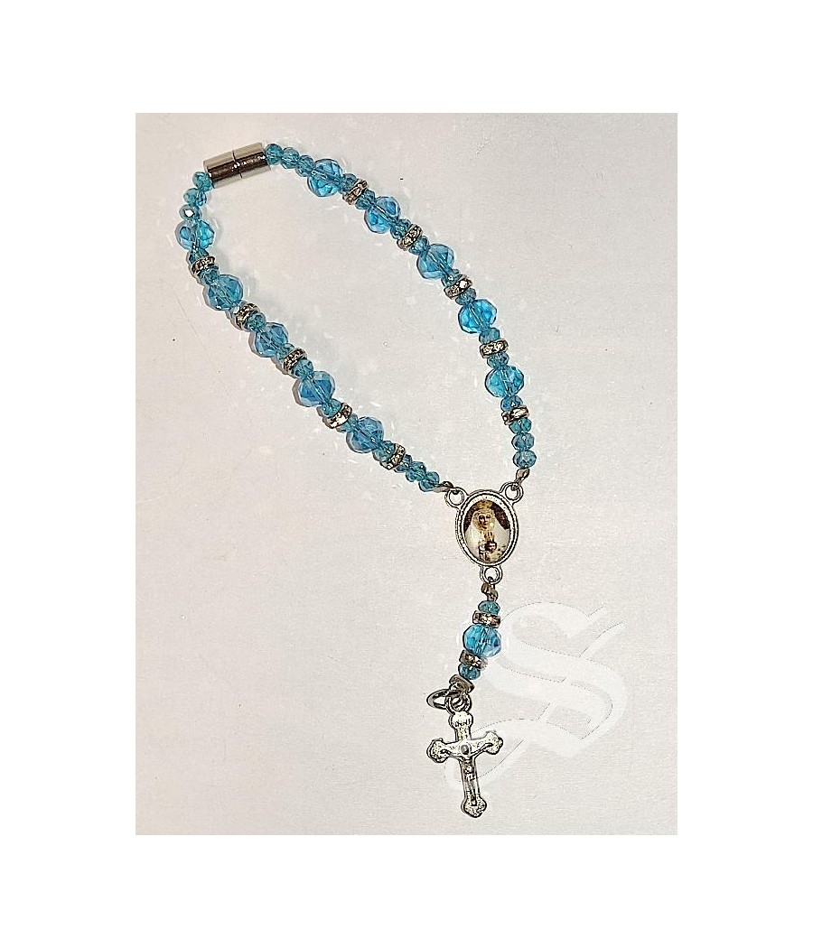 DECENA CRISTAL ROJO CON CAPUCHONES VIRGEN DEL PRADO 7MM