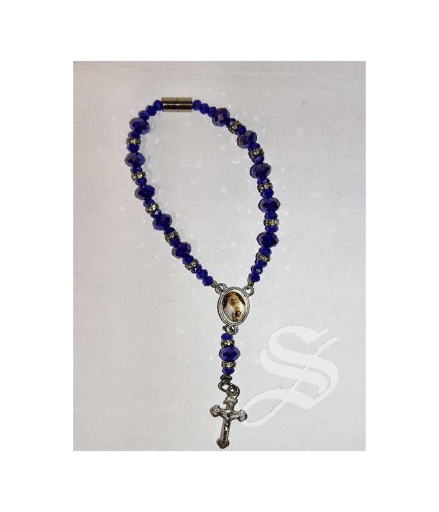 DECENA CRISTAL ROJO CON CAPUCHONES VIRGEN DEL PRADO 7MM