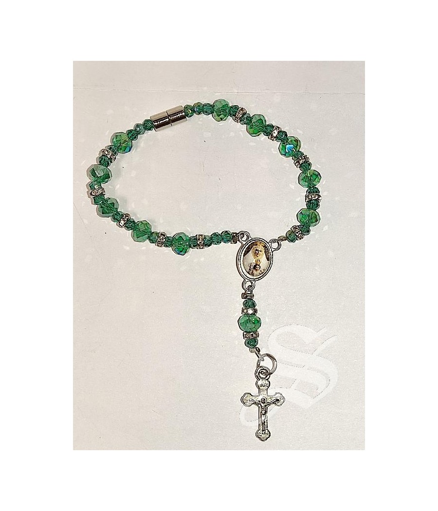 DECENA CRISTAL ROJO CON CAPUCHONES VIRGEN DEL PRADO 7MM