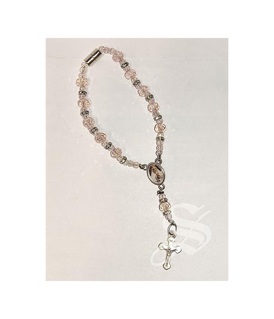 DECENA CRISTAL ROJO CON CAPUCHONES VIRGEN DEL PRADO 7MM