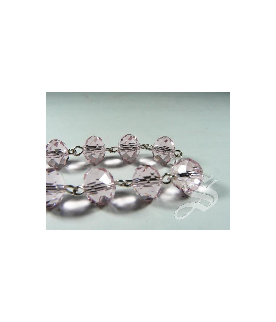 DECENA CRISTAL ROSA 10X8 MM DONUT VIRGEN DEL PRADO