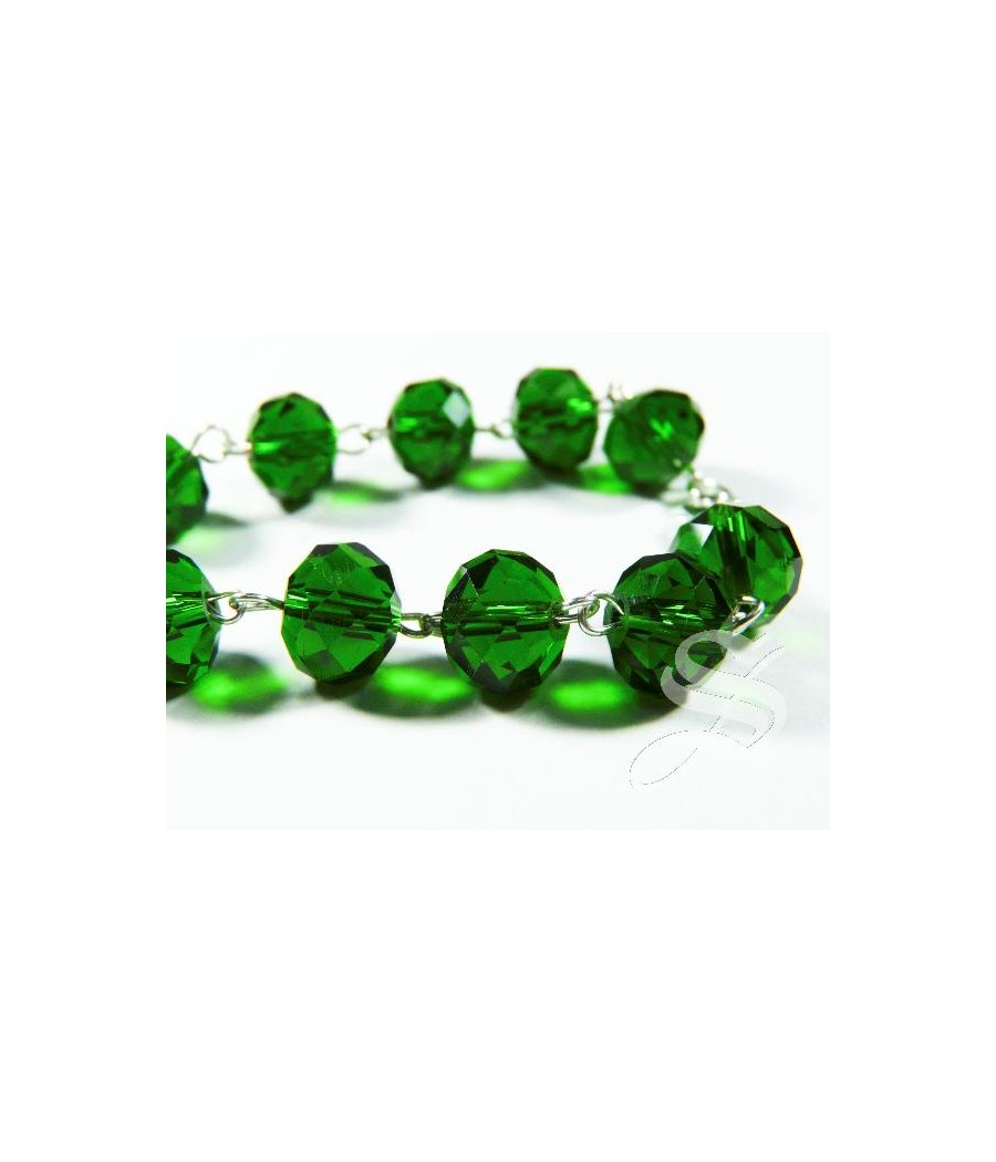 DECENA CRISTAL VERDE 10X8 MM DONUT  VIRGEN DEL PRADO