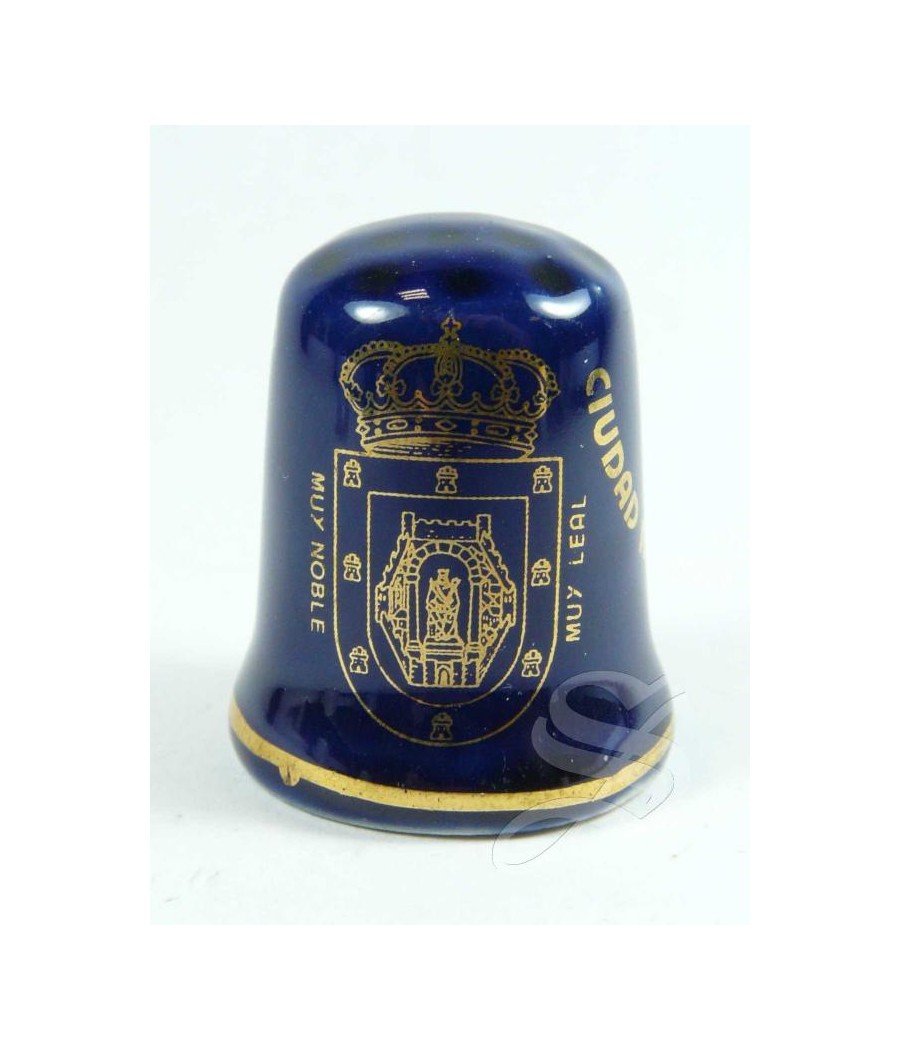 DEDAL ESCUDO DE CIUDAD REAL CERAMICA COBALTO