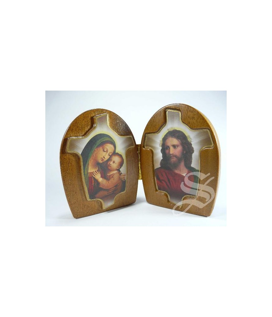 DIPTICO ENCASTRADO 20*13 CORAZON DE JESUS Y VIRGEN CON NIÑO