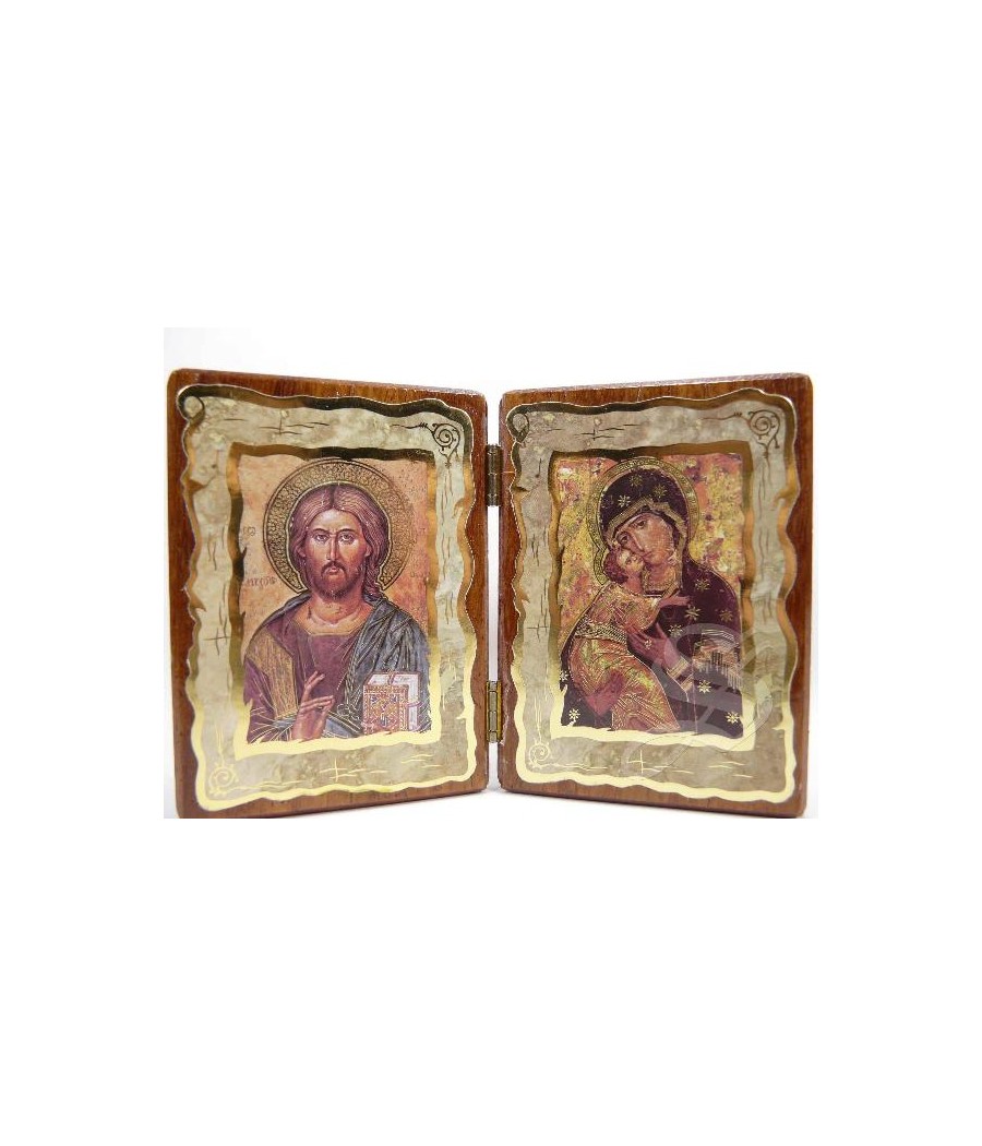 DIPTICO MADERA VIRGEN Y PANTOCRATOR 10,5*14