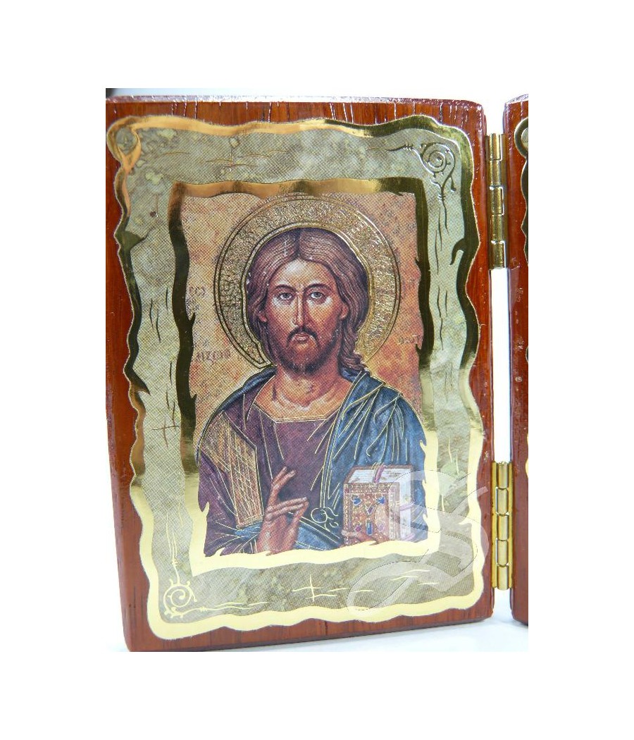 DIPTICO MADERA VIRGEN Y PANTOCRATOR 10,5*14