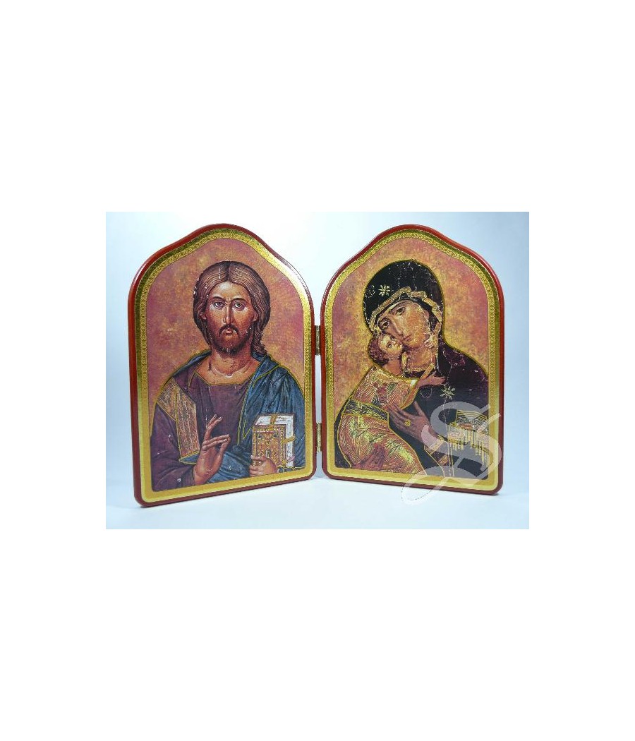 DIPTICO PANTOCRATOR Y VIRGEN 14.5* 21 CM