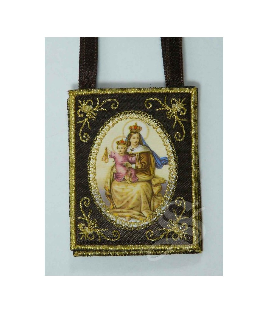 ESCAPULARIO VIRGEN DEL CARMEN PEQUEÑO BORDADO 4.5 X 6 CM