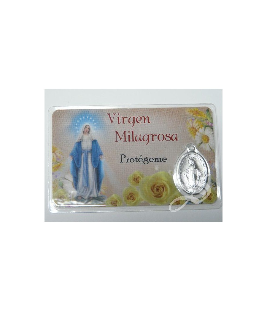 ESTAMPA VIRGEN MILAGROSA CON MEDALLA